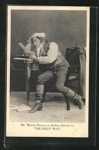 AK Schauspieler Martin Harvey as Sydney Carton in The Only Way