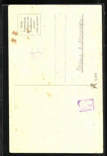 AK Schauspielerin Maria v. Tasnady mit Hut zur Seite lächelnd