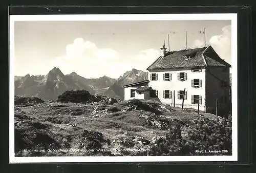 AK Stöhrhaus am Untersberg, Ansicht mit Watzmann und Hochkalter