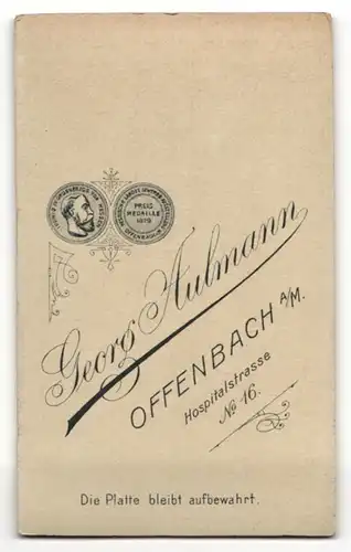 Fotografie Georg Aulmann, Offenbach a. M., Portrait stattlicher Herr mit Schnurrbart