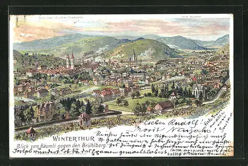 Künstler-AK C. Steinmann, Nr. 2215: Winterthur, Blick vom Bäumli gegen den Brühlberg