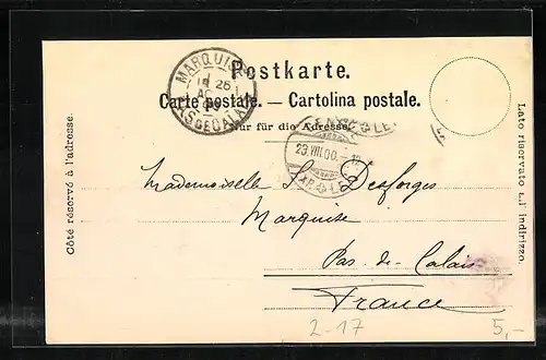 AK Schweizer Postkutsche beim Verlassen einer Ortschaft
