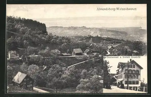 AK Almendsberg-Walzenhausen, Restaurant zur frohen Aussicht, Teilansicht mit Blick ins Land