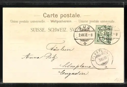Lithographie Zug, Pension Waldheim, Villa Aug. Weiss-Hess, Gesamtansicht