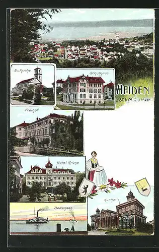 AK Heiden, Hotel Krone, Freihof, Kurhalle