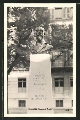 AK Neuchatel, Monument à Ph. Godet