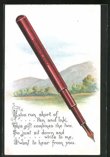 AK Schreibfaul, Favorite Pen vor Landschaft, If you run short of Pen and Ink, this gift combines the two