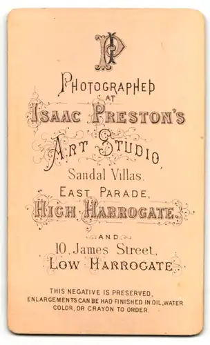 Fotografie Isaac Preston, High Harrogate, Portrait junger Herr in Anzug