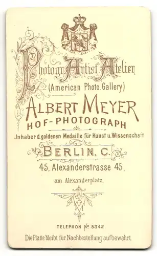 Fotografie Albert Meyer, Berlin-C, Portrait bürgerlicher Herr mit Schnauzbart und Zwicker