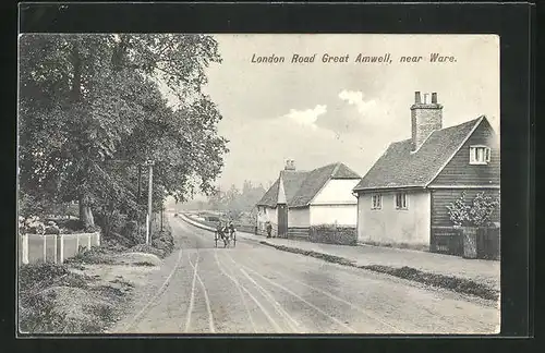 AK Great Amwell, London Road, Häuser an Strasse