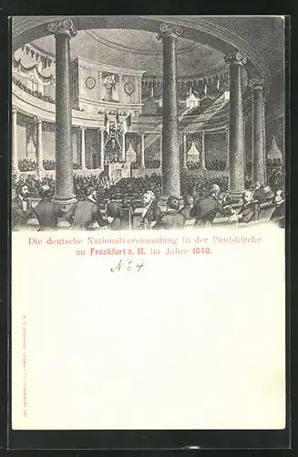 AK Frankfurt a. M., Revolution 1848, Die deutsche Nationalversammlung in der Paulskirche