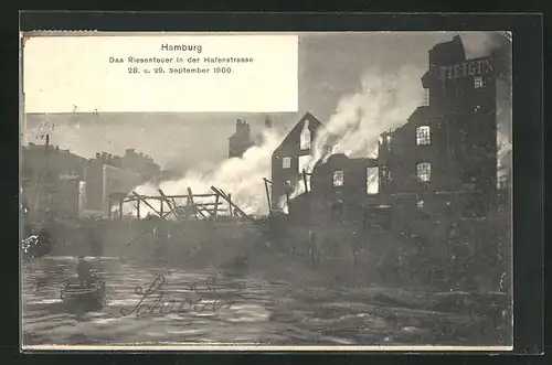 AK Hamburg-St. Pauli, Das Riesenfeuer in der Hafenstrasse 1900
