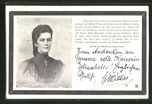 AK Portrait Kaiserin Elisabeth, Sisi, Trauerrand