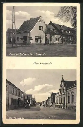 AK Kleinwusterwitz, Geschäftshaus Max Rawolle, Dorfstrasse