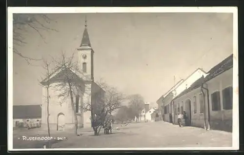 AK Rudersdorf, Strassenpartie an der Kirche