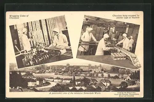 AK Keynsham, A panoramic view of the extensive Somerdale Works, Wrapping Cakes of Chocolate