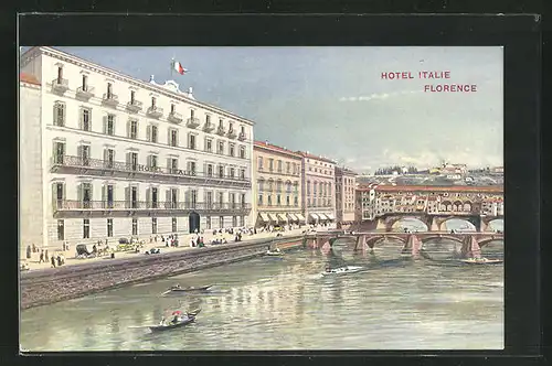 AK Florence, Hotel Italie, Blick auf Ponte Vecchio
