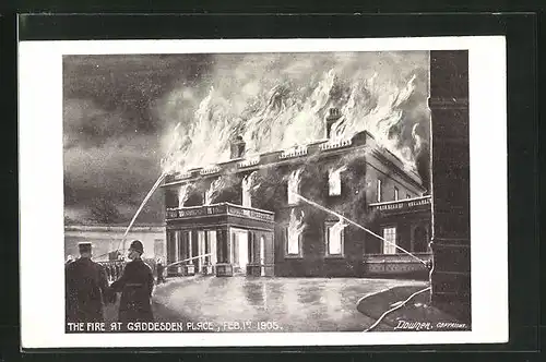 AK Hemel Hempstead, House Gaddesden Place, Fire Feb. 1st 1905