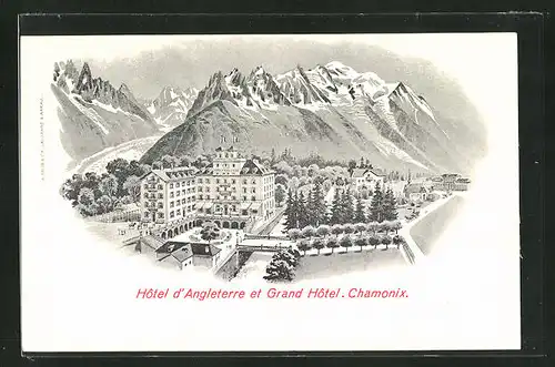 Künstler-AK Chamonix, Hotel d`Angleterre et Grand Hotel