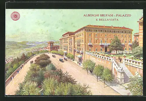 Künstler-AK Perugia, Alberghi Brufani-Palazzo e Bellavista