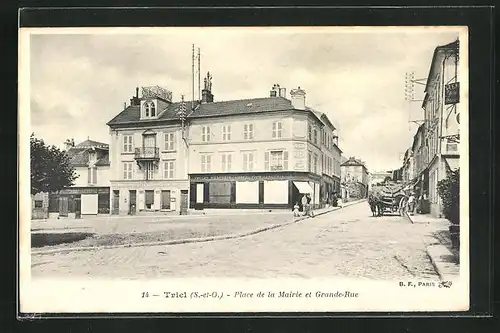 AK Triel, Place de la Mairie et Grande-Rue