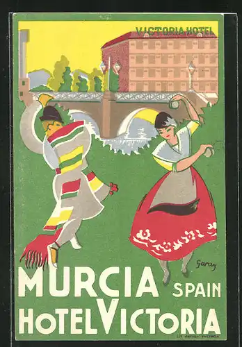 Künstler-AK Murcia, Hotel Victoria