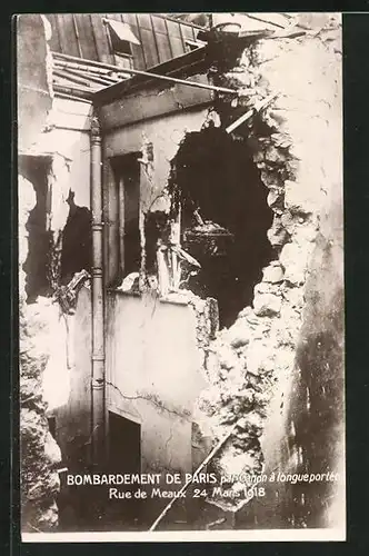 AK Paris, Bombardement 1918 par Canon a longue portee, Rue de Meaux