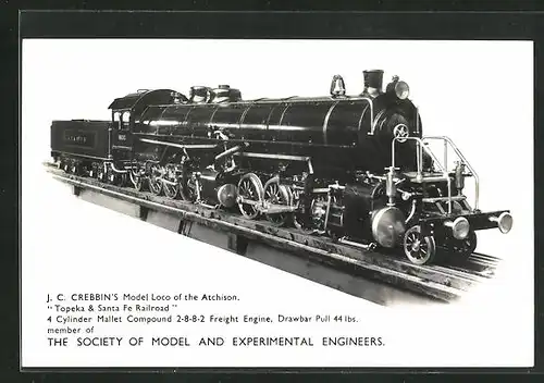 AK The Society of Model and Experimental Engineers, J. C. Crebbins Model Loco of the Atchison, Topeka & Sta. Fe Railroad