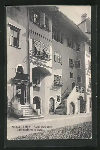 AK Bozen, Blick auf Patrizierhaus in der Silbergasse