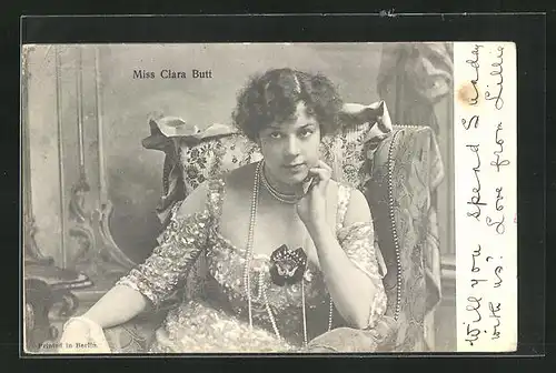 AK Opernsängerin Miss Clara Butt im hübschen Kleid