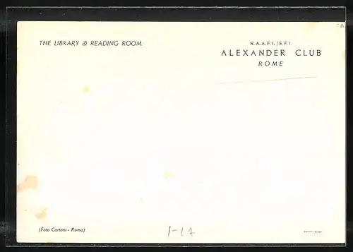 AK Rome, Alexander Club, The Library & Reading Room