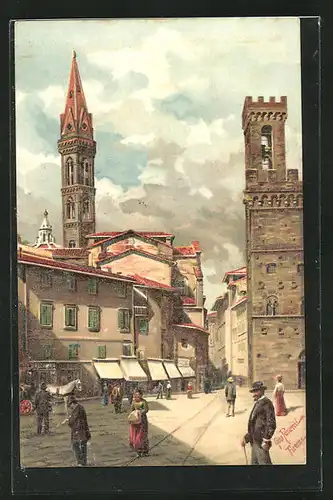 Lithographie Firenze, La Piazza di S. Firenze