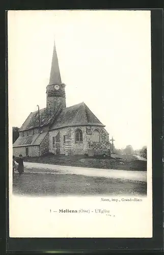 AK Moliens, L`Eglise, Blick zur Kirche