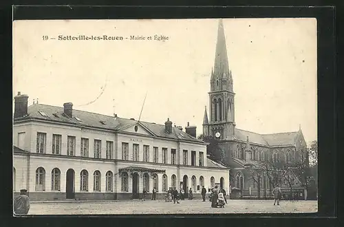 AK Sotteville-les-Rouen, Mairie et Eglise
