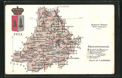 AK Avila, Stadtwappen und geografische Umgebung der Stadt