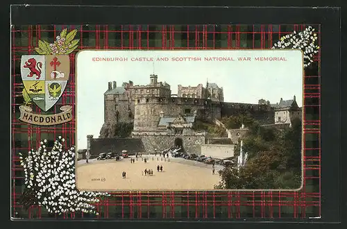 AK Edinburgh, Castle and Scottish National war Memorial, Wappen Macdonald