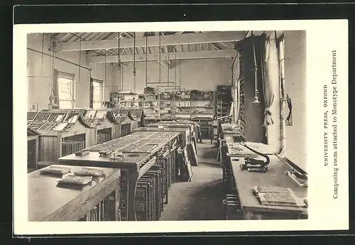AK Oxford, University Press, composing room attached to Monotype Department