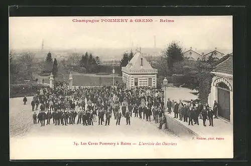 AK Reims, Les Caves Pommery, L`arrivée des Ouvriers