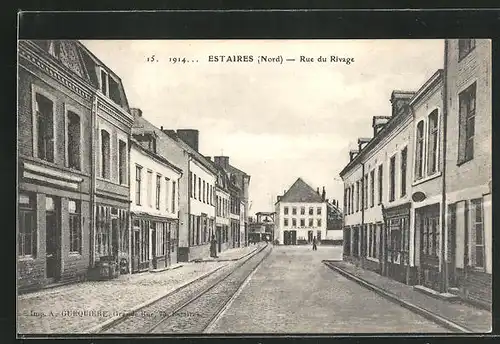 AK Estaires, Rue du Rivage, Strassenpartie