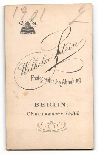Fotografie Wilhelm Stein, Berlin, Portrait elegant gekleidetes Fräulein in bedruckter Bluse