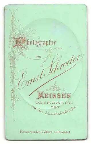 Fotografie E. Schroeter, Meissen, Portrait junger Herr mit Oberlippenbart