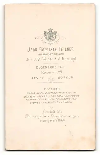 Fotografie Jean Baptiste Feilner, Oldenburg, Mann im Anzug mit Kinn- und Oberlippenbart