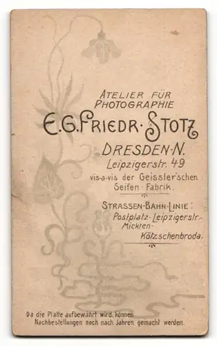 Fotografie E. G. Fr. Stolz, Dresden, Baby im Kleidchen auf Pelz sitzend