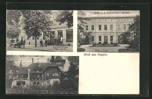 AK Angern, Geschäftshaus Paul Arndt, Schloss Heinrichshorst