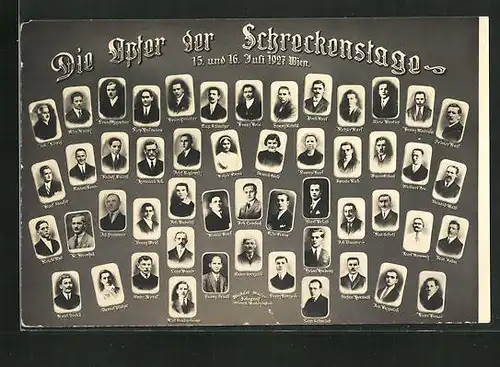AK Opfer der Schreckenstage von Wien, 15. und 16. Juli 1927