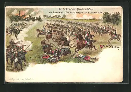 AK Elsasshausen, Todesritt der Kavalleriedivision de Bonnemains, 1870, Reichseinigungskriege