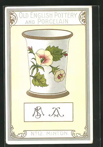 AK Alte englische Porzellanvase mit weisser Blume
