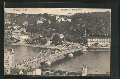 AK Crossen, Berglehne mit Oderbrücke