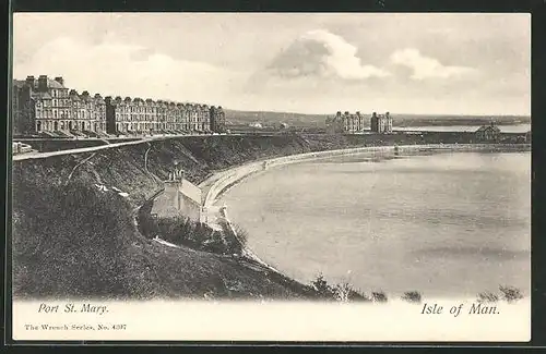 AK Port Saint Mary, Blick auf Uferbogen mit Häuser