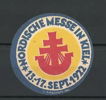 Reklamemarke Kiel, Nordische Messe 1922, Messelogo Segelschiff